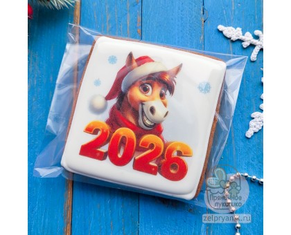 Пряник открытка на Новый год «Лошадь 2026»