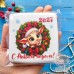 Пряник открытка на Новый год «Коза с венком»