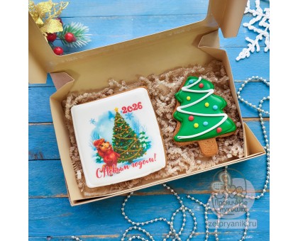 Набор пряников на Новый год «Лошадь с елкой»