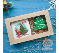 Набор пряников на Новый год «Лошадь с елкой»