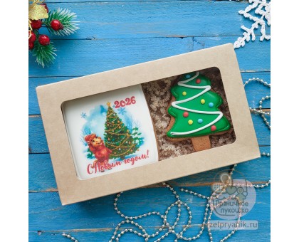 Набор пряников на Новый год «Лошадь с елкой»