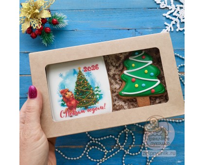 Набор пряников на Новый год «Лошадь с елкой»
