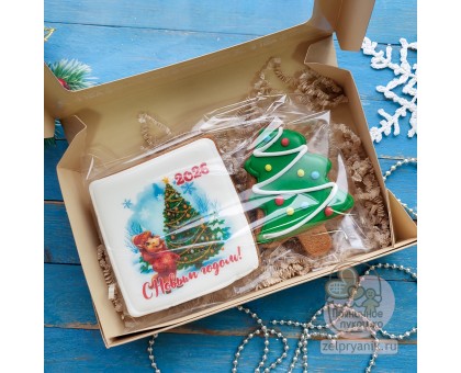 Набор пряников на Новый год «Лошадь с елкой»