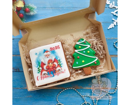 Набор пряников на Новый год «Лошадь с Дедом Морозом»