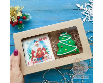 Набор пряников на Новый год «Лошадь с Дедом Морозом»
