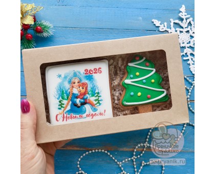 Набор пряников на Новый год «Лошадь со Снегурочкой»