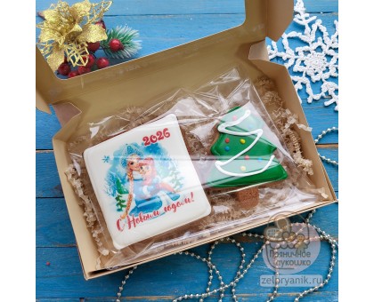 Набор пряников на Новый год «Лошадь со Снегурочкой»